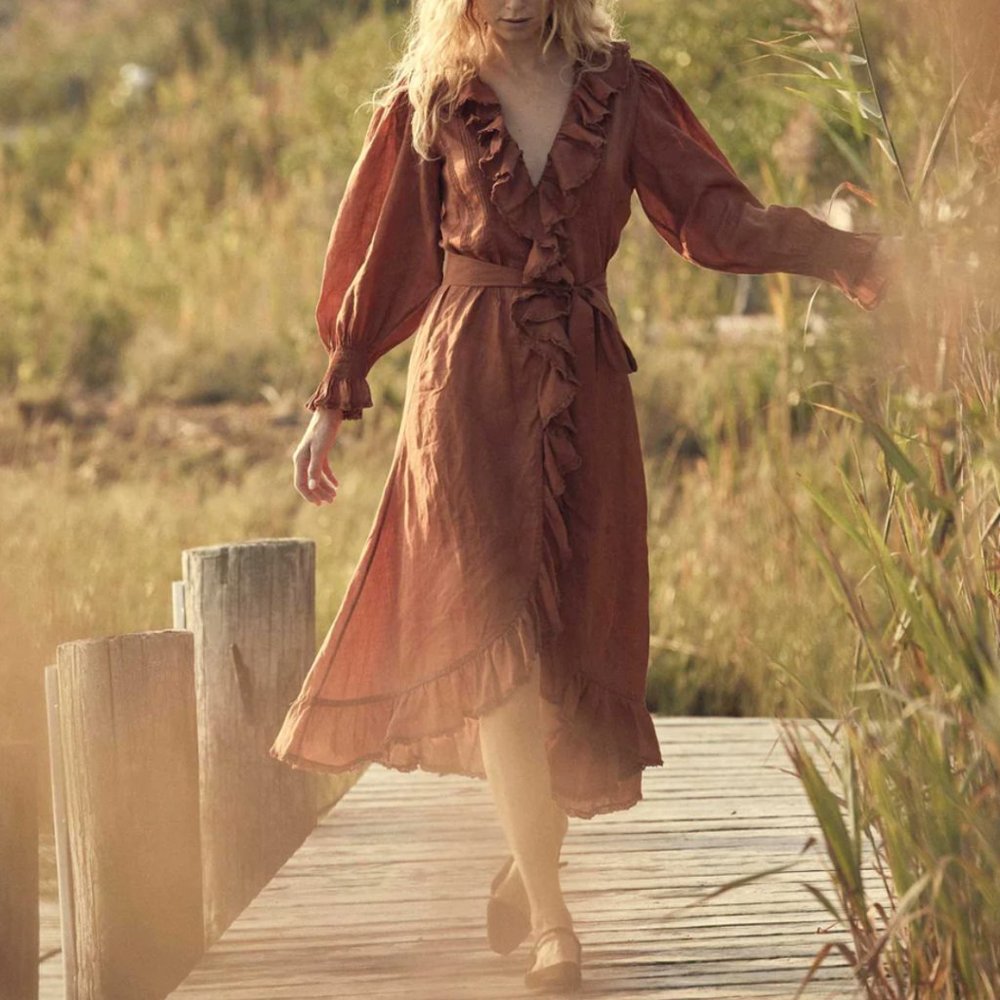 Doen NADIA DRESS -- BURLED REDWOOD